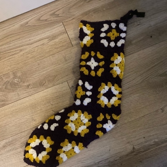 PURPLE, Gold Yellow, and White Crocheted Christmas Stocking - Picture 4 of 5